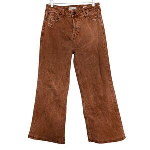 Cleo + Wolf High Rise Loose Jeans Womens Size 27x26 Brown Wide Leg Distressed